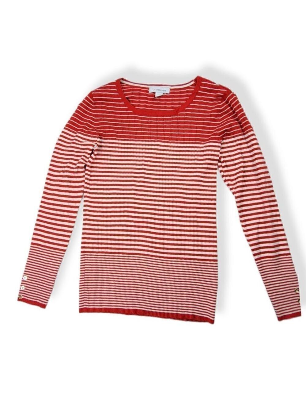 Liz Claiborne Rib knit Striped Top Large